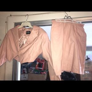 Pink Leather Skirt & Jacket
